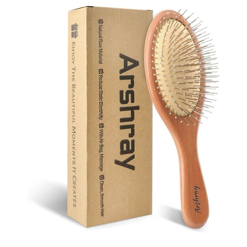 Arshray Bamboo Hair Brush-Detangling, Scalp Massage, Smooth, Wet/Dry Brush NEW